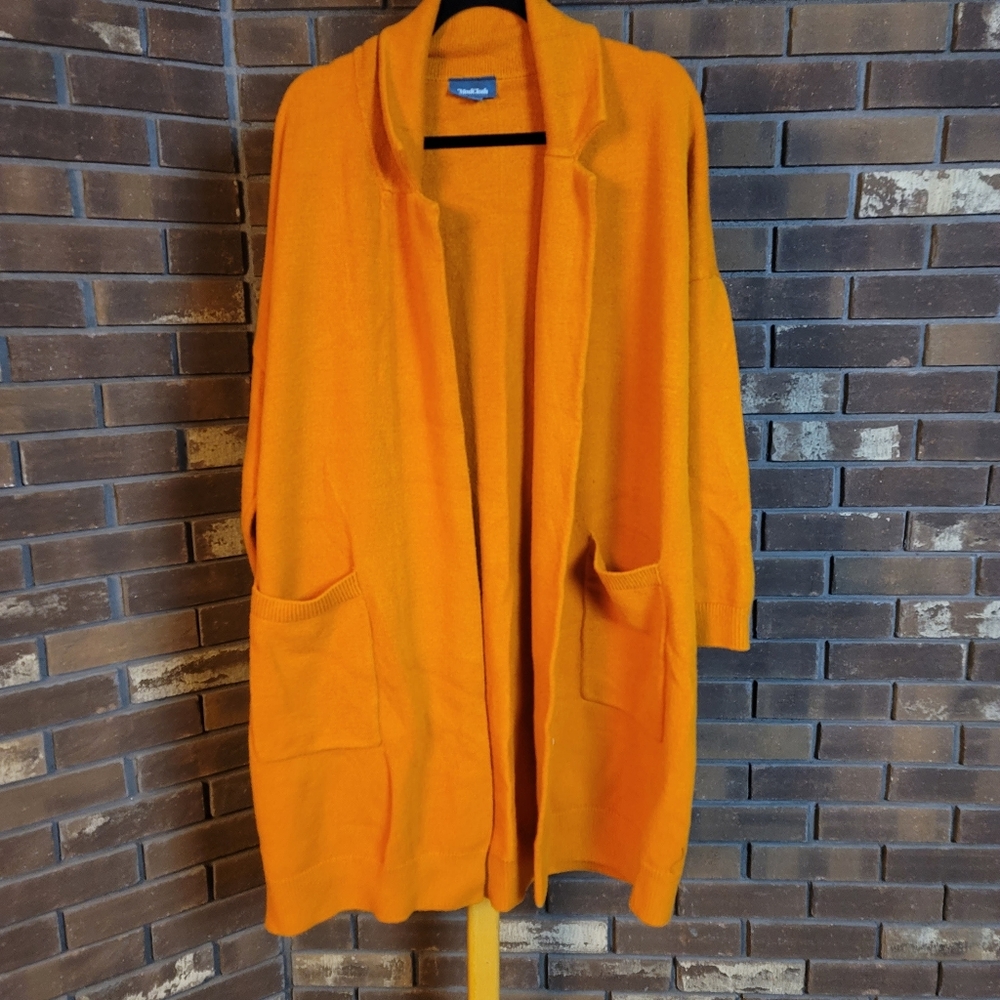Modcloth Orange Open-Front Long Cardigan Blazer